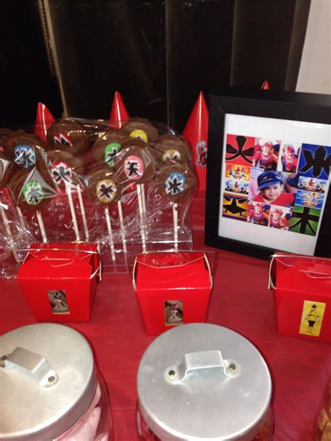 Power Ranger Buffet Table With Oreo Pops Give Aways And Celebrants