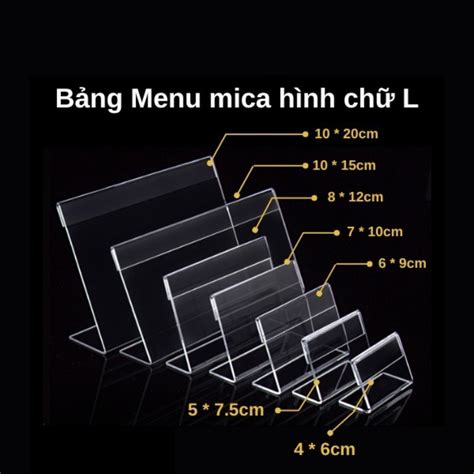 hcm menu mica  bang gia mica tag thong tin mini de ban trong suot