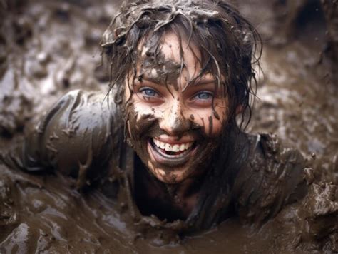 A Woman Covered In Mud Premium AI Generated Image