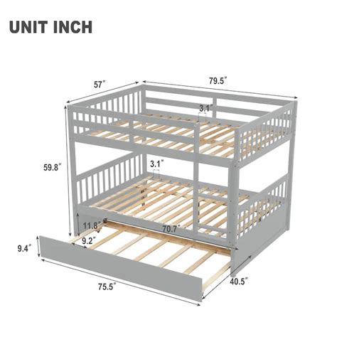 Full Over Full Bunk Bed With Trundle Convertible To 2 Full Size