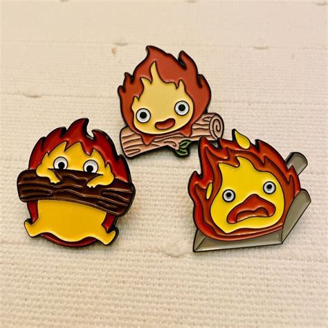 Howls Moving Castle Calcifer Pin Set Of Three Studio Ghibli Values Mavin