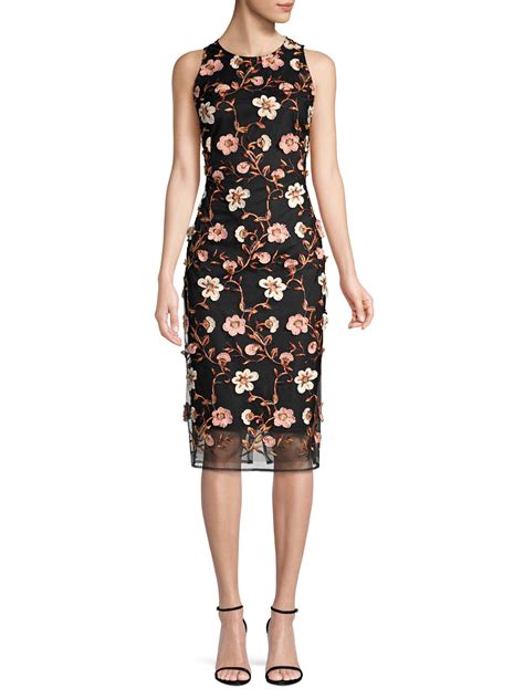 Laundry By Shelli Segal Floral Mesh Cocktail Sheath Dress Black Multi