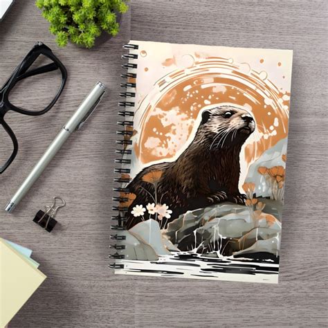 Spiral Notebook Otter Gift Ideas For Friend Modern Art Otters Journal