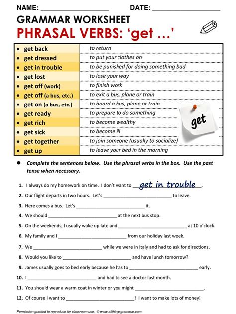 English Grammar Phrasal Verbs With Get Allthingsgrammar