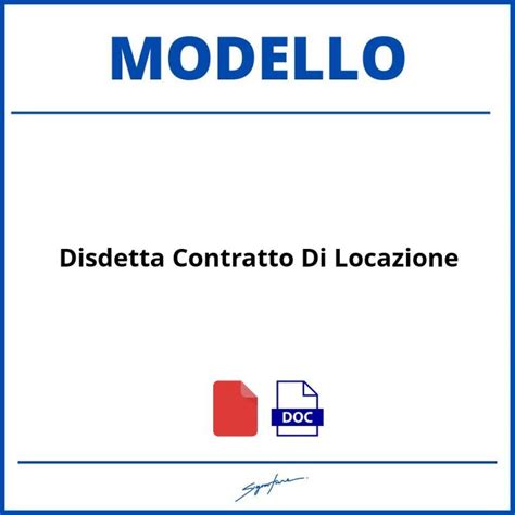 Modello Disdetta Anticipata Contratto Locazione