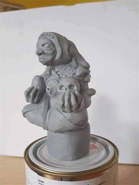 [Self] Finno-Ugric mythology inspired figurine - "Ajatar". (Monster clay, 150mm, WIP) : r/Sculpture