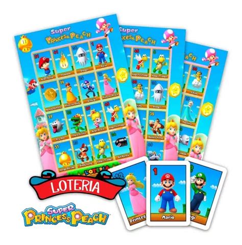 Lotería Princesa Peach Mario Bros 100 Tablas Imprimible Pdf Cuotas