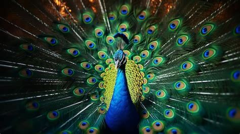 Premium Photo Majestic Peacock Displaying Its Splendid Plumage In Full Glory