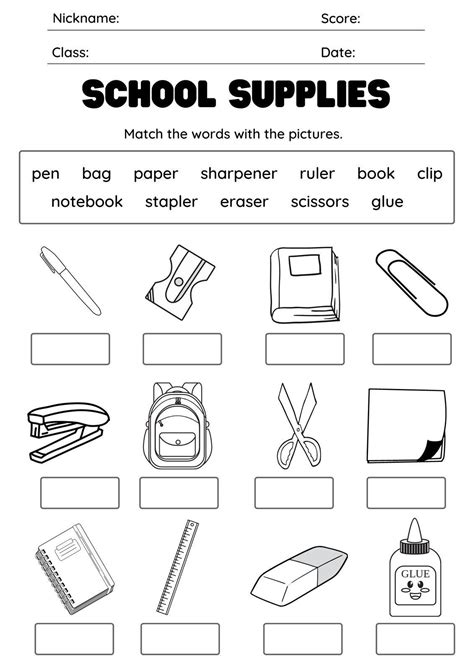 School Supplies Worksheet Templates By Canva English Worksheets For