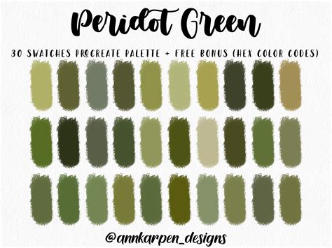 Peridot Color Chart