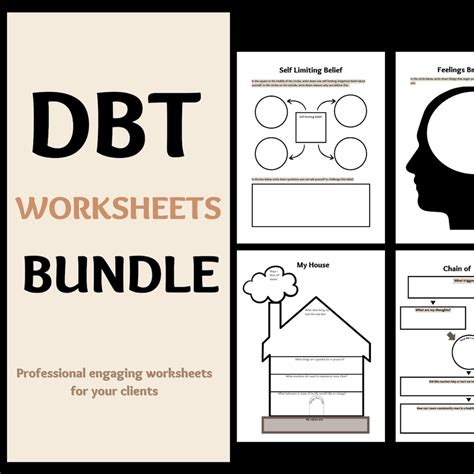 Dbt Worksheet Bundle Therapy Worksheets Dbt Skills Dbt Workbook Therapy Tools Mental Health