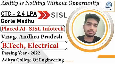 Congratsg Madhu Selected In Sisl Infotech 24 Lpa Electrical