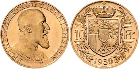 Franc Liechtenstein Gold Franz Joseph Ii Prince Of