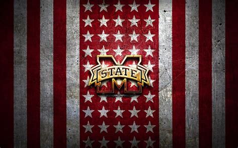 Download wallpapers Mississippi State Bulldogs flag, NCAA, red white ...