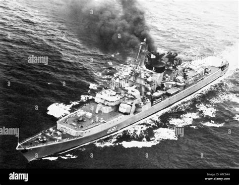 An Elevated Port Bow View Of A Soviet Kresta Ii Class Guided Missile