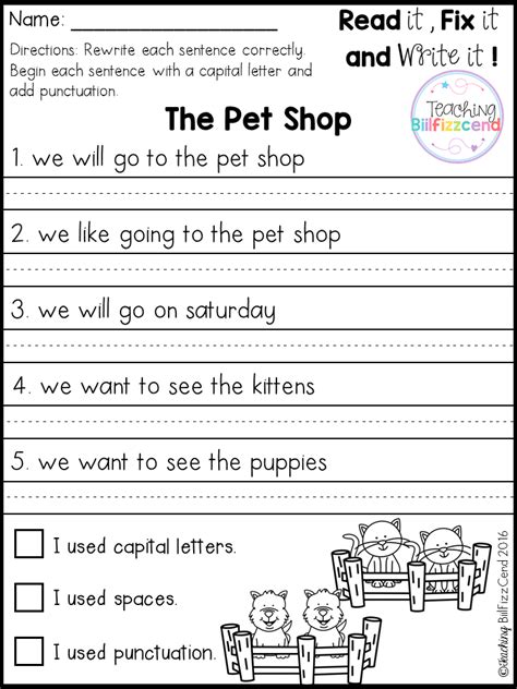 Sentence Writing Practice 2nd Grade