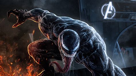 1366x768 Venom Alongside Avengers Tower Laptop Hd Hd 4k Wallpapers