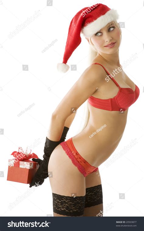 Sexy Blond Red Lingerie Hat Christmas Stock Photo Shutterstock