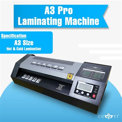 CUYI A4 A3 Size Laminator Hot Cold Reverse Function 220v Heavy Duty