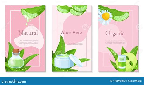 Aloe Vera Cosméticos Afiche Patrón De Banner Vertical Sobre Fondo