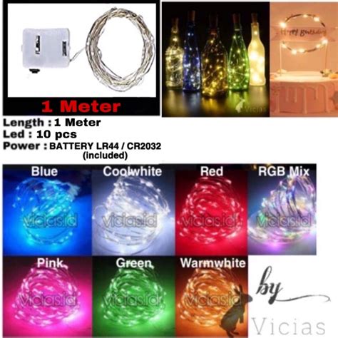 Jual Lampu KAWAT FAIRY Light 1 2 3 Meter LED BATERAI Waterproof Tumblr