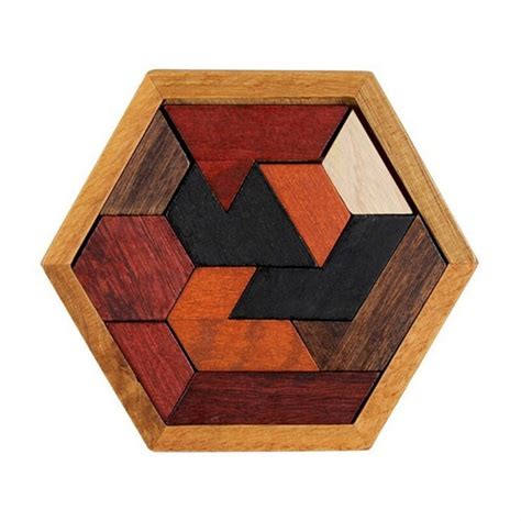 Lustige Hexagon Tangram Puzzle Holz Puzzle für fre Grandado