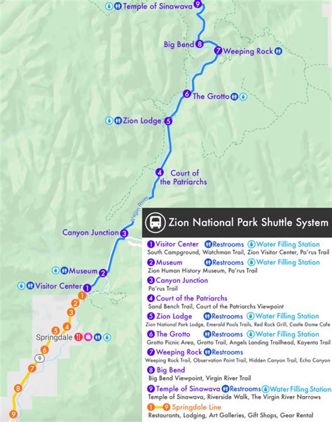 Zion National Park Shuttle Map - Zion National Park