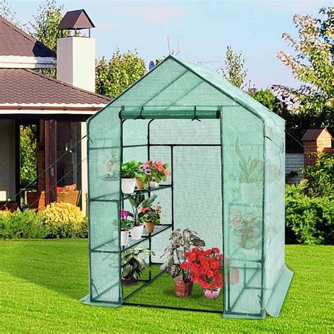 Walk-in Greenhouse, Gardening Plant Tent with Roll-Up Zippered Front ...