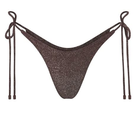 SKIMS Swim Skims Glitter Swim Tie Bikini Bottom In Cocoa New With Tags Poshmark