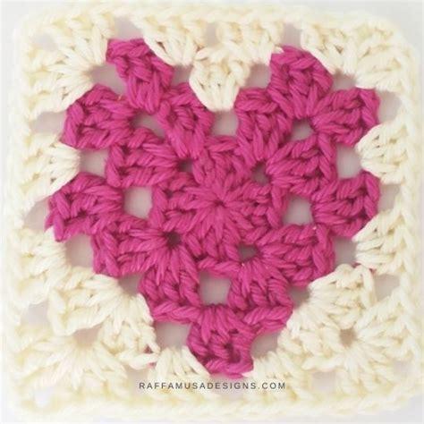 20 Free Crochet Heart Square Patterns • Raffamusadesigns