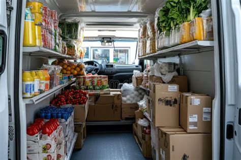 organized delivery truck filled  fresh produce  packaged