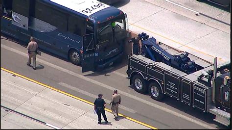 13 Hurt When Greyhound Bus Blows Tire On California Highway The