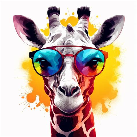 Premium AI Image | Funny giraffe wearing pink glasses on a light color ...