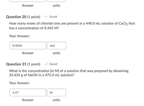 Solved Answer Units Question Point Saved How Many Chegg