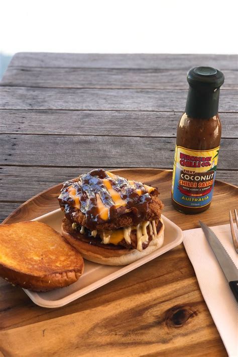 Payday Burger With Byron Bay Chilli Co Fiery Coconut Sauce Gourmet