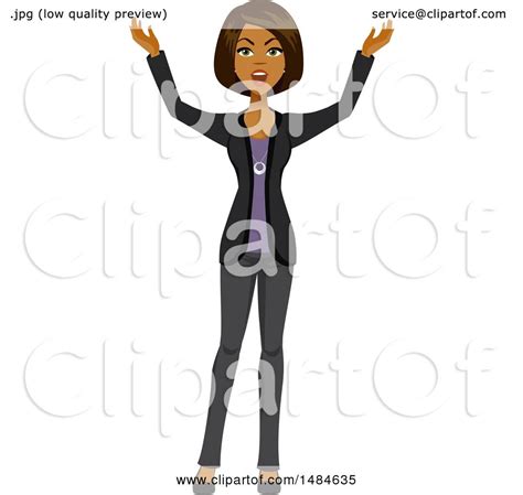 Clipart Of A Frustrated Business Woman Holding Her Arms Out Royalty