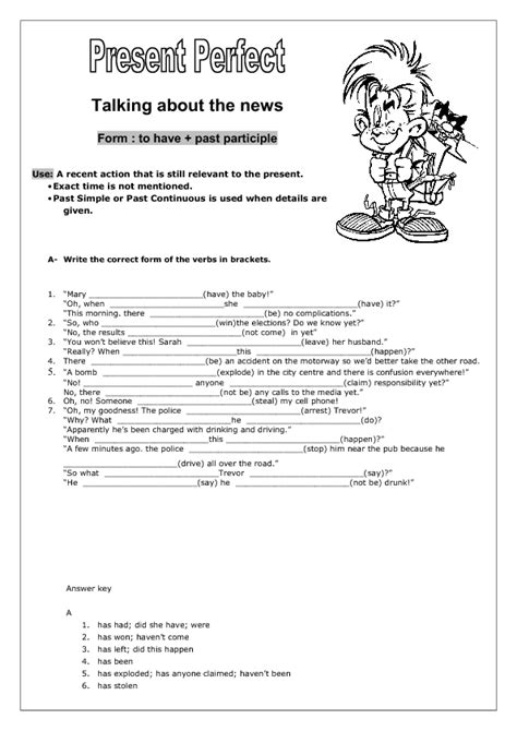 Present Perfect: Talking about the News Worksheet