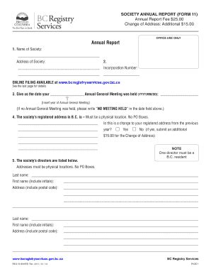 Bc Society Annual Report Form 11 Fill And Sign Printable Template Online