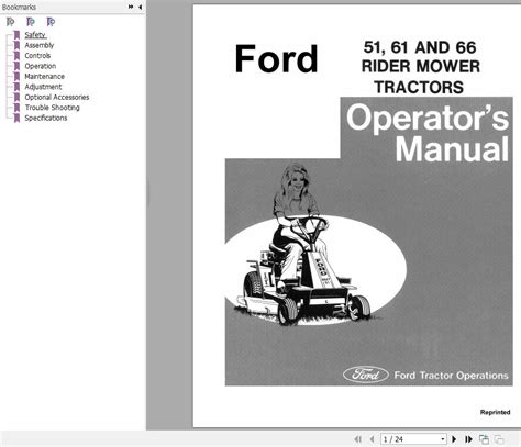 New Holland Ford 51 61 66 Rider Mower Tractor Operator S Manual 42005131