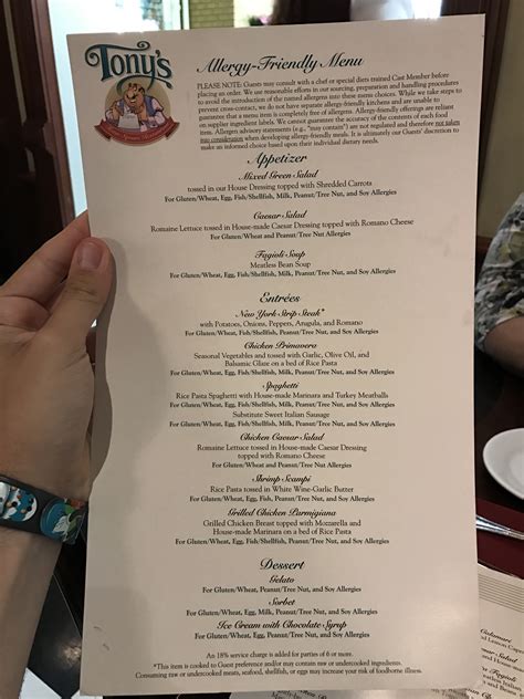 Review New Menu At Tony S Town Square In The Magic Kingdom I Think I