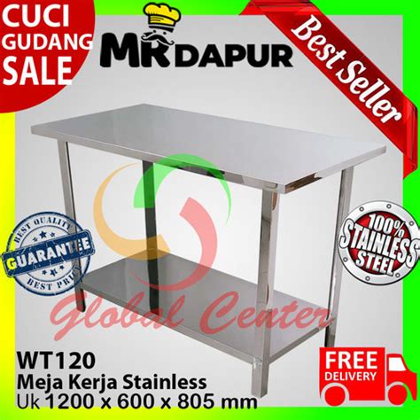 Jual Work Table Stainless Steel Meja Kerja Mr Dapur Wt 120 Original