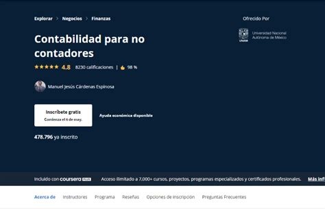 Contabilidad Para No Contadores Curso UNAM 2023 AQUÍ Guía Unam