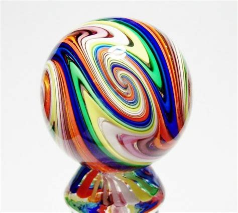 1 1316 Intricate Stripped Rainbow Tetrisphere Eddie Seese Art Glass Marbles Signed Fes 19