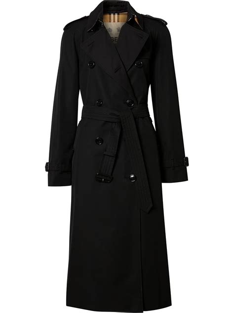 Burberry Trench Coat Gabardine De Algod O Preto Farfetch Br