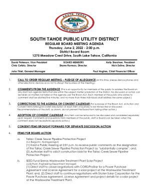 Fillable Online South Tahoe Public Utility District Announces John