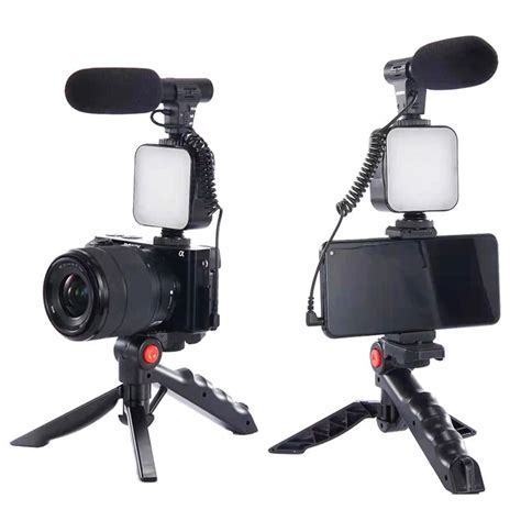 Portable Smartphone Vlog Set Youtuber Video Record Live Streaming Vlogging Kit With Microphone