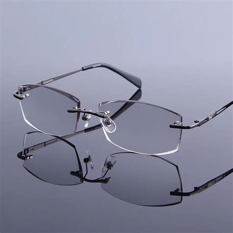 Modern Style Frameless Reading Glasses Men Diamond Cutting Edge Hyperopia Presbyopic Eyewear Hd