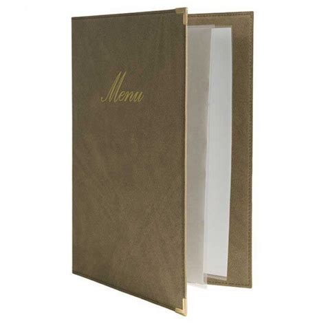 Prot Ge Menus A Couverture Simili Cuir Beige Capacit Feuilles A