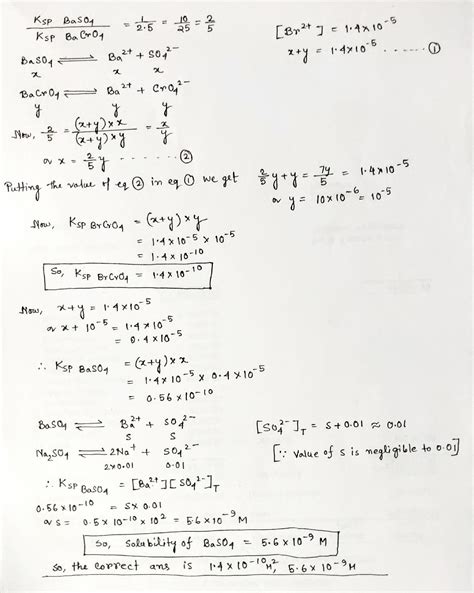 Ba So And Bacr O Have Solubility Product Values In The Ratio