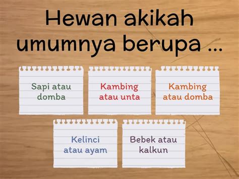 Soal Materi Penyembelihan Qurban Dan Akikah Quiz